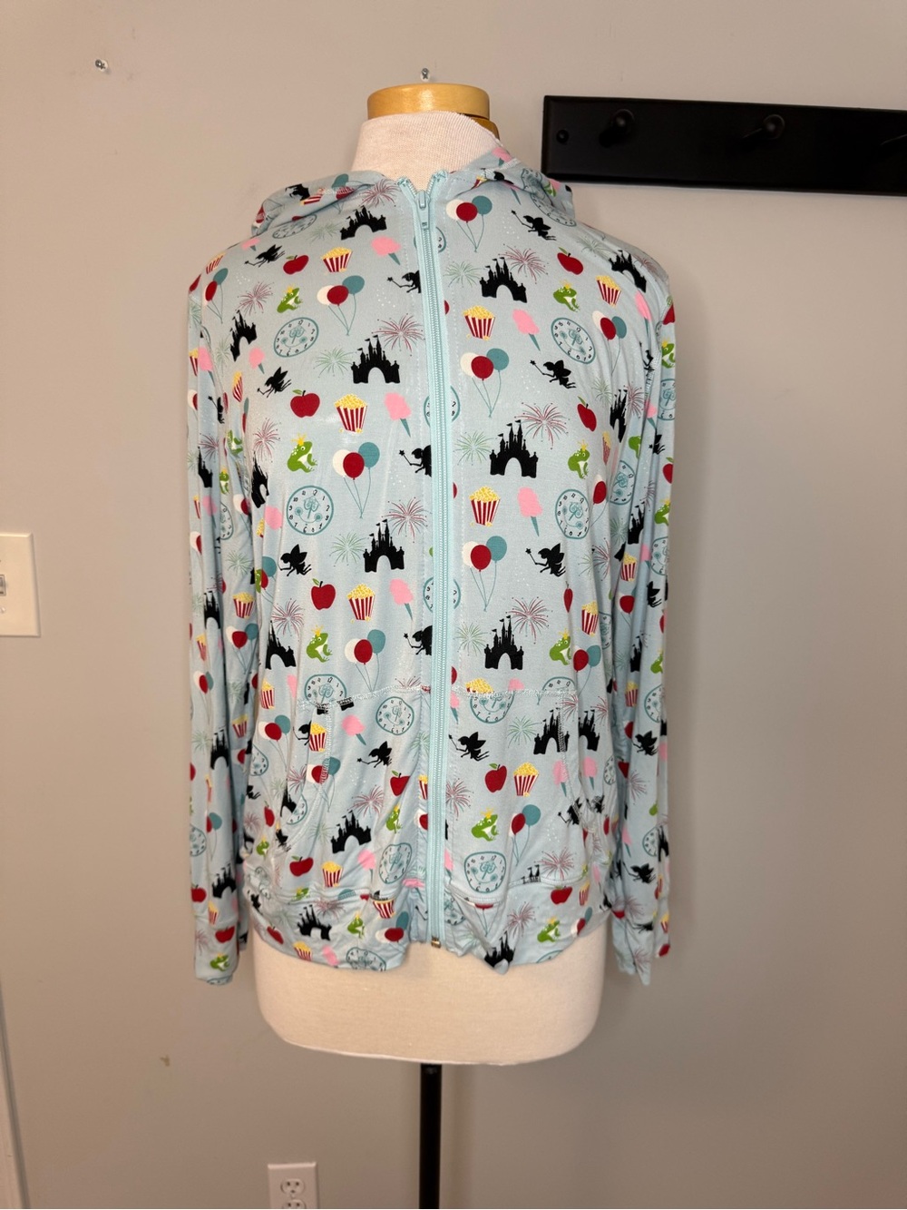 KicKee Pants Adult Large "Happiest Place" Disney Celebration Zip Hoodie EUC